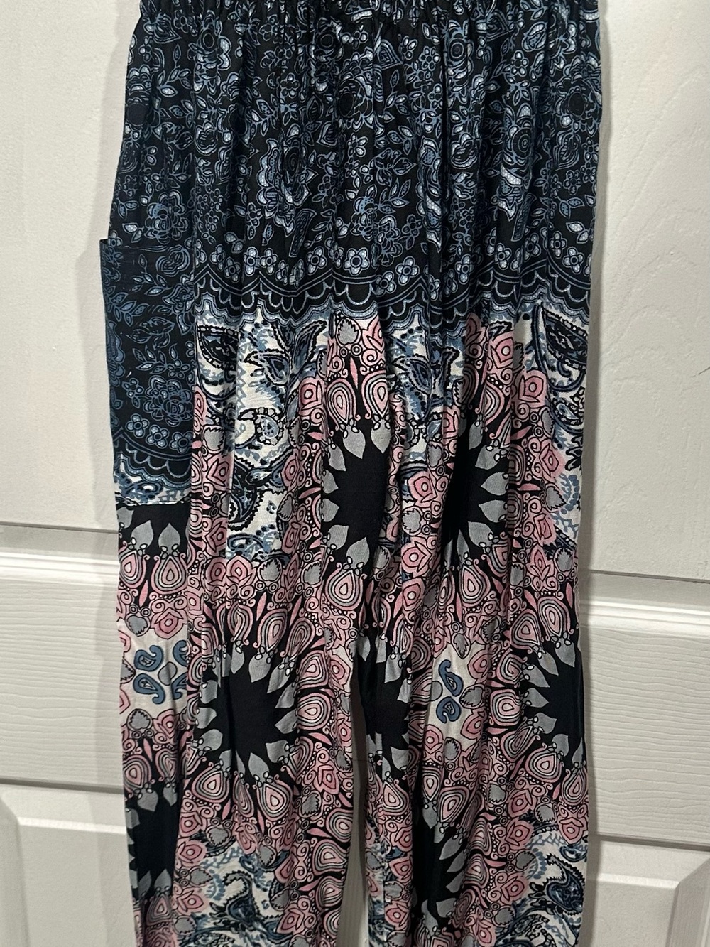 Women’s Tiered Boho Gypsy Pants in Navy, Pink & Black